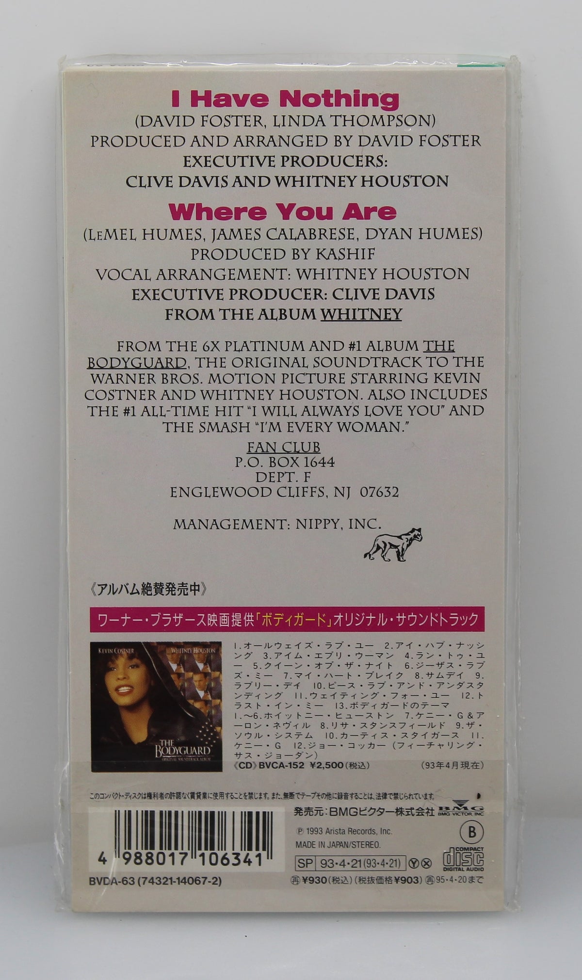 Whitney Houston – I Have Nothing, CD, Mini, Single, Japan 1993