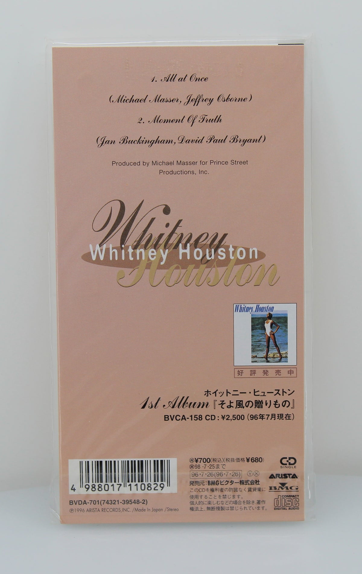 Whitney Houston ‎– All At Once, CD, Mini, Single, Japan 1996