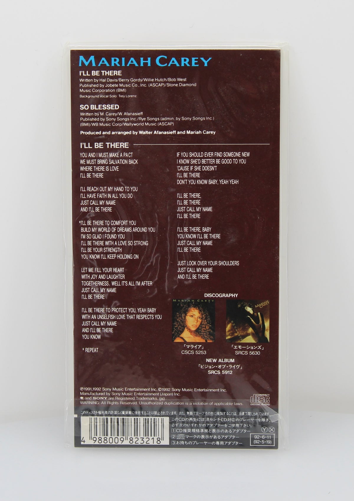 Mariah Carey – I&#39;ll Be There, CD, Mini, Single, Japan 1992