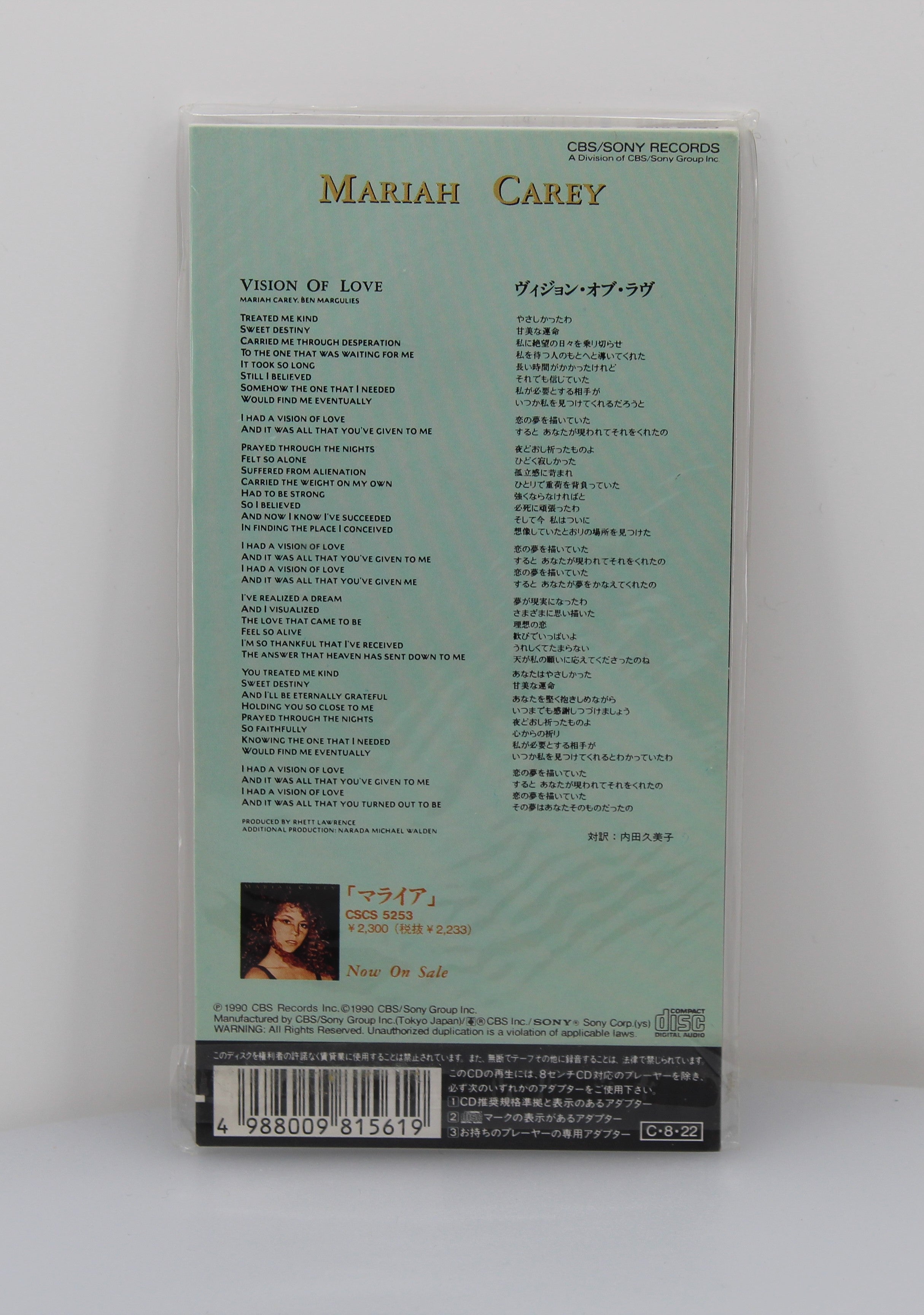 Mariah Carey – Vision Of Love, CD, Single, Mini, Japan 1990 