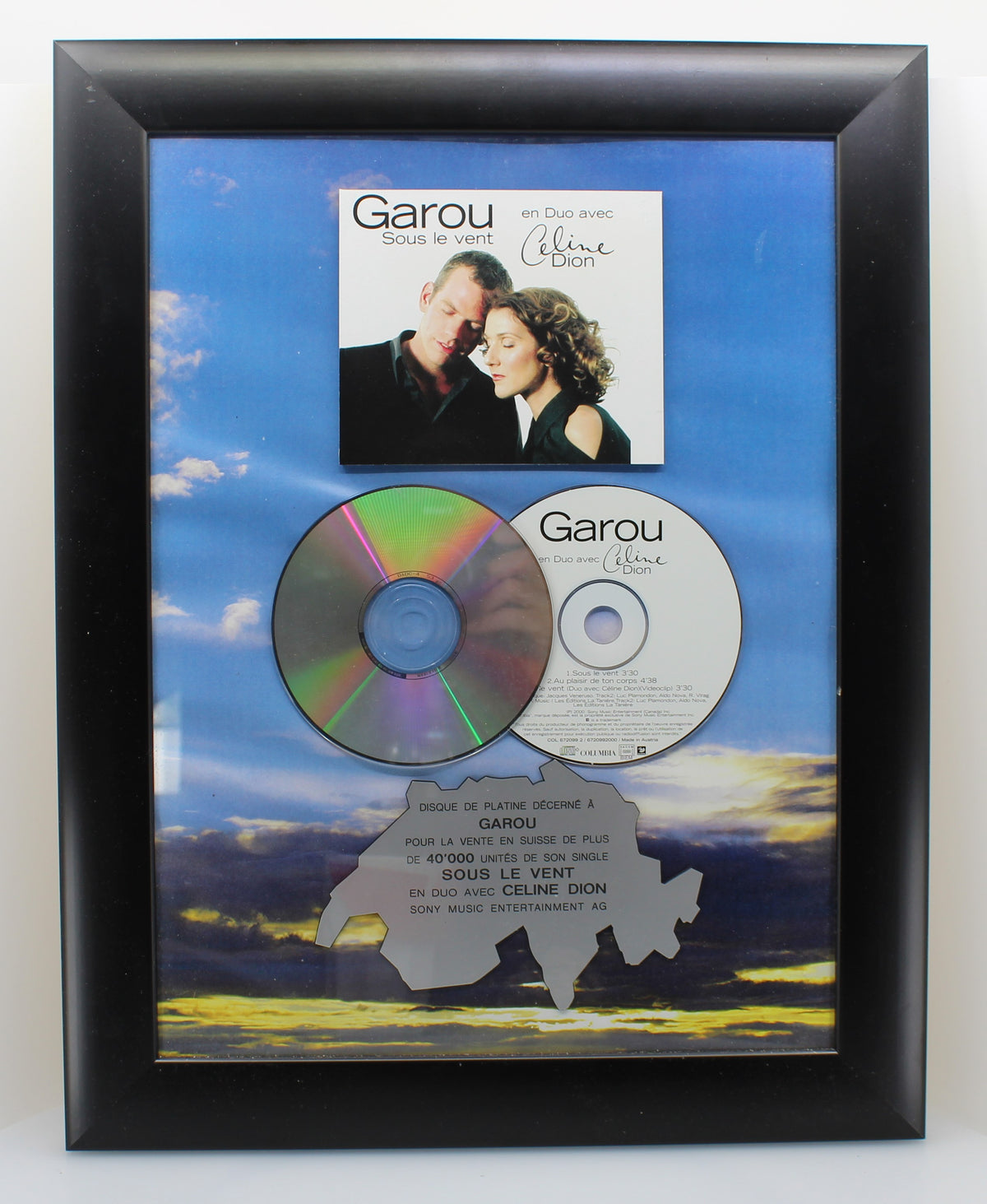 Garou Et Duo Et Céline Dion ‎– Sous Le Vent, Platin Award, Switzerland 2000