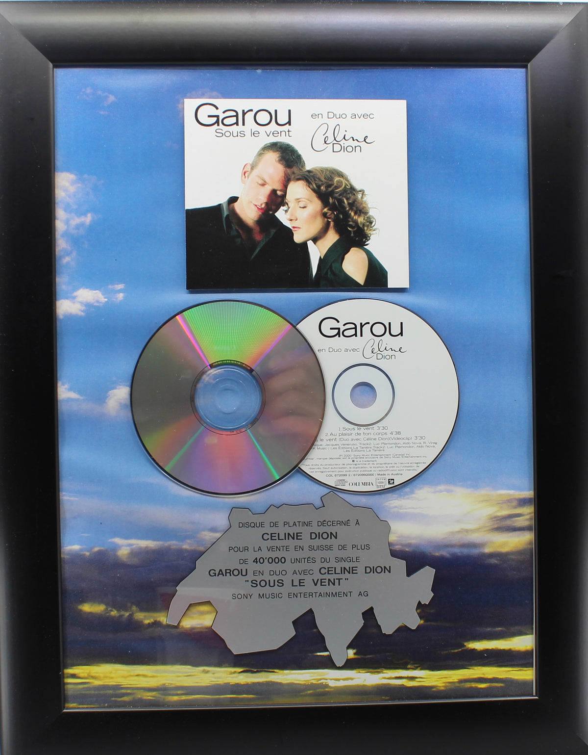 Céline Dion Et Garou - Platin Award, CD Award, Switzerland 2000
