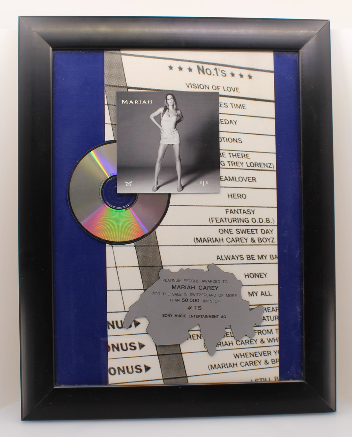 Mariah Carey – #1&#39;s, Platin Award, CD, Compilation Award, Switzerland 1998