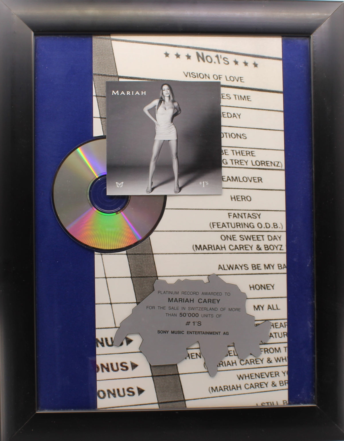 Mariah Carey – #1&#39;s, Platin Award, CD, Compilation Award, Switzerland 1998