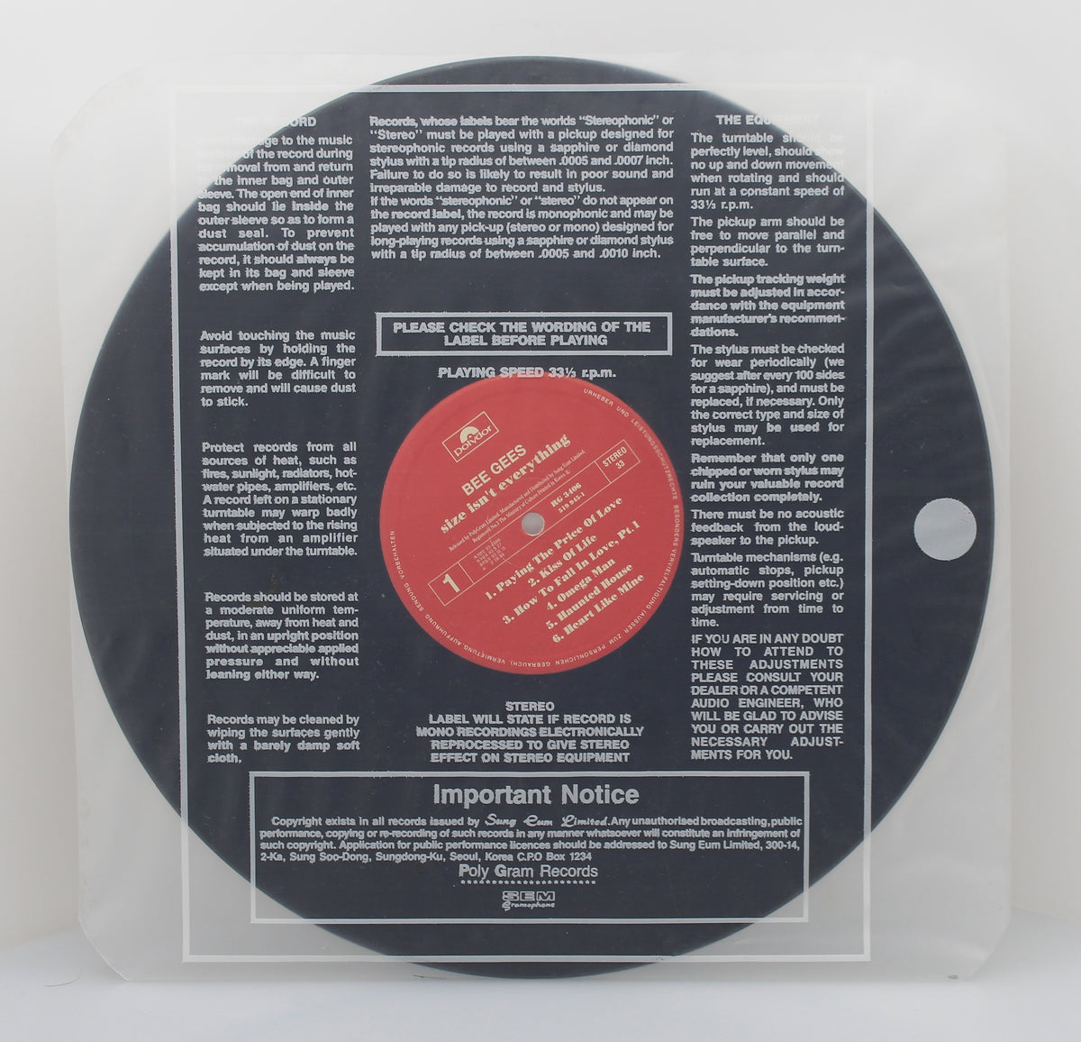 Bee Gees ‎– Size Isn&#39;t Everything, Vinyl, LP, Album, South Korea 1993
