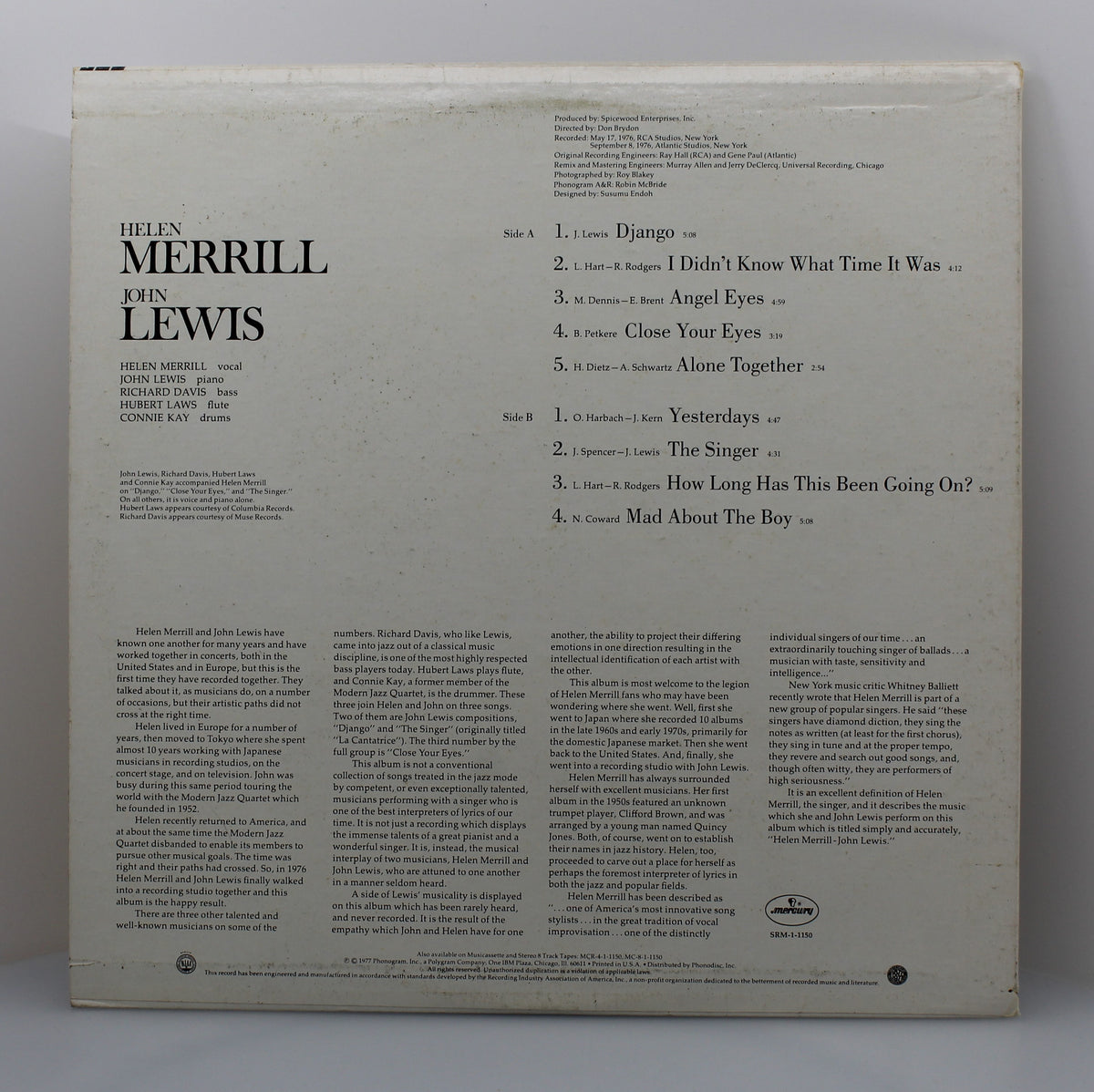 John Lewis, Helen Merrill ‎– John Lewis / Helen Merrill, Vinyl, LP, Album, Stereo, Pitman Pressing, Jazz, USA 1977