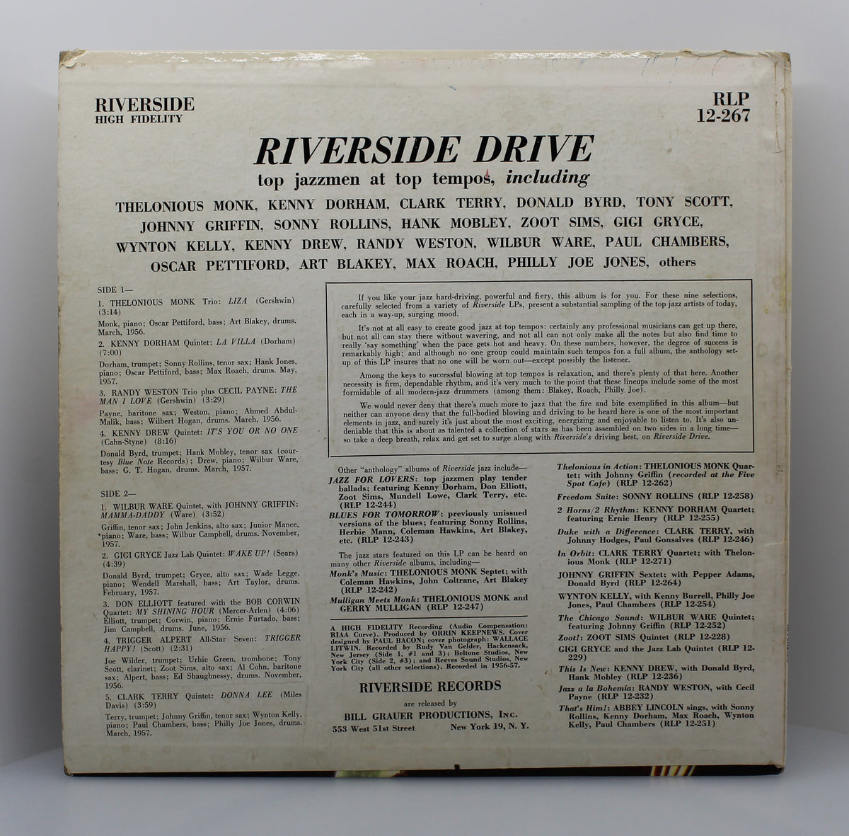 Various - Riverside Drive, LP, Comp, Mono, Jazz, USA 1958