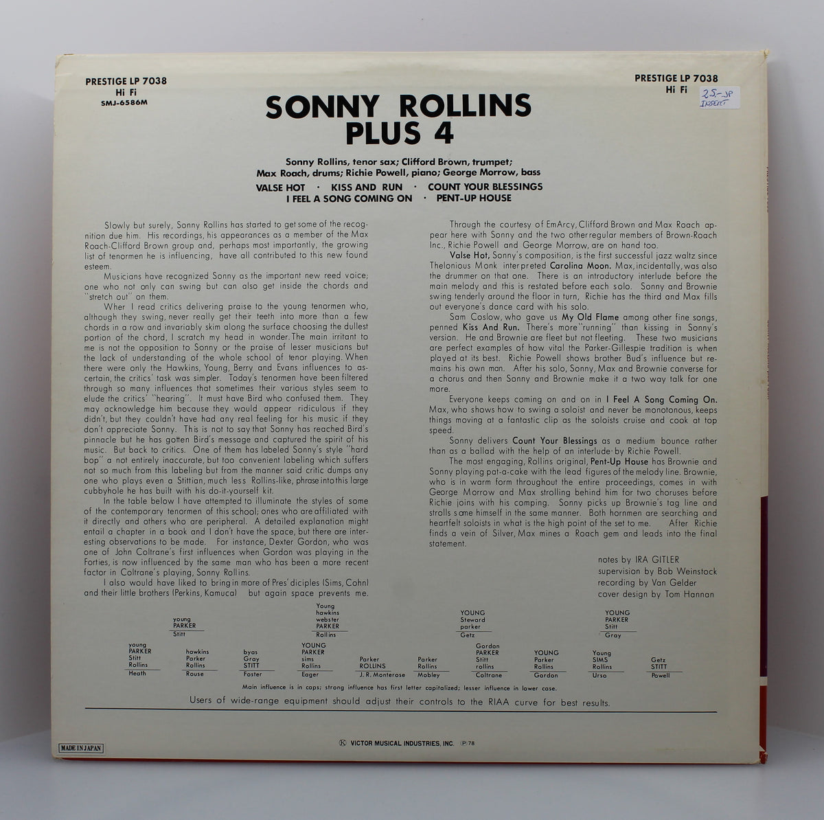 Sonny Rollins ‎– Plus 4, Vinyl, LP, Album, Mono, Reissue, Jazz, Japan 1978