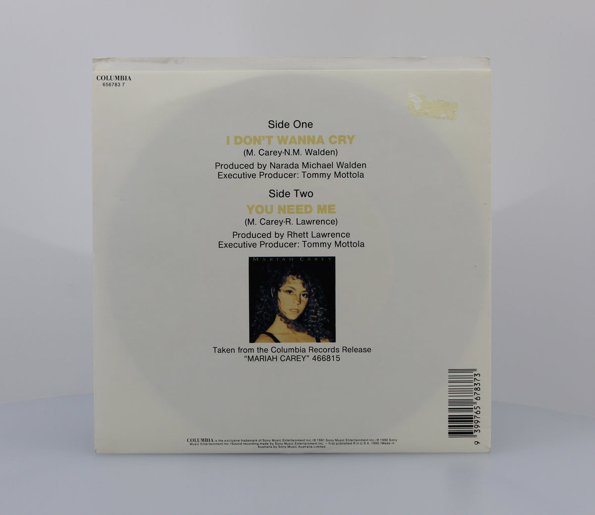 Mariah Carey I Don&#39;t Wanna Cry, Vinyl 7&quot; (45 RPM), Australia 1991