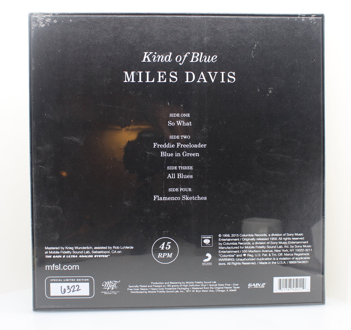 Miles Davis - Kind Of Blue,  2 × Vinyl, 12&quot;, 45 RPM, Reissue, Limited Edition, Numbered, Jazz, Audiophile, USA 2015