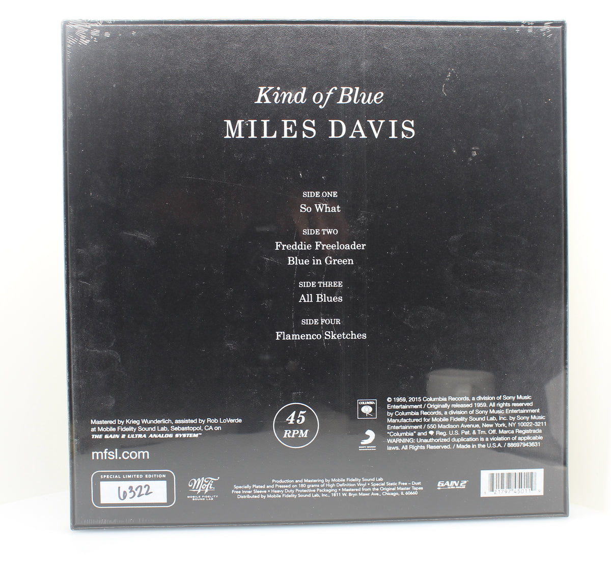 Miles Davis - Kind Of Blue,  2 × Vinyl, 12&quot;, 45 RPM, Reissue, Limited Edition, Numbered, Jazz, Audiophile, USA 2015