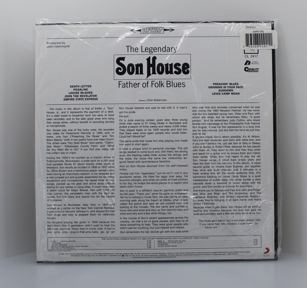Son House – Father Of Folk Blues, Vinyl, LP, Album, Limited Edition, Reissue 180g, Audiophile, Blues, USA 2020