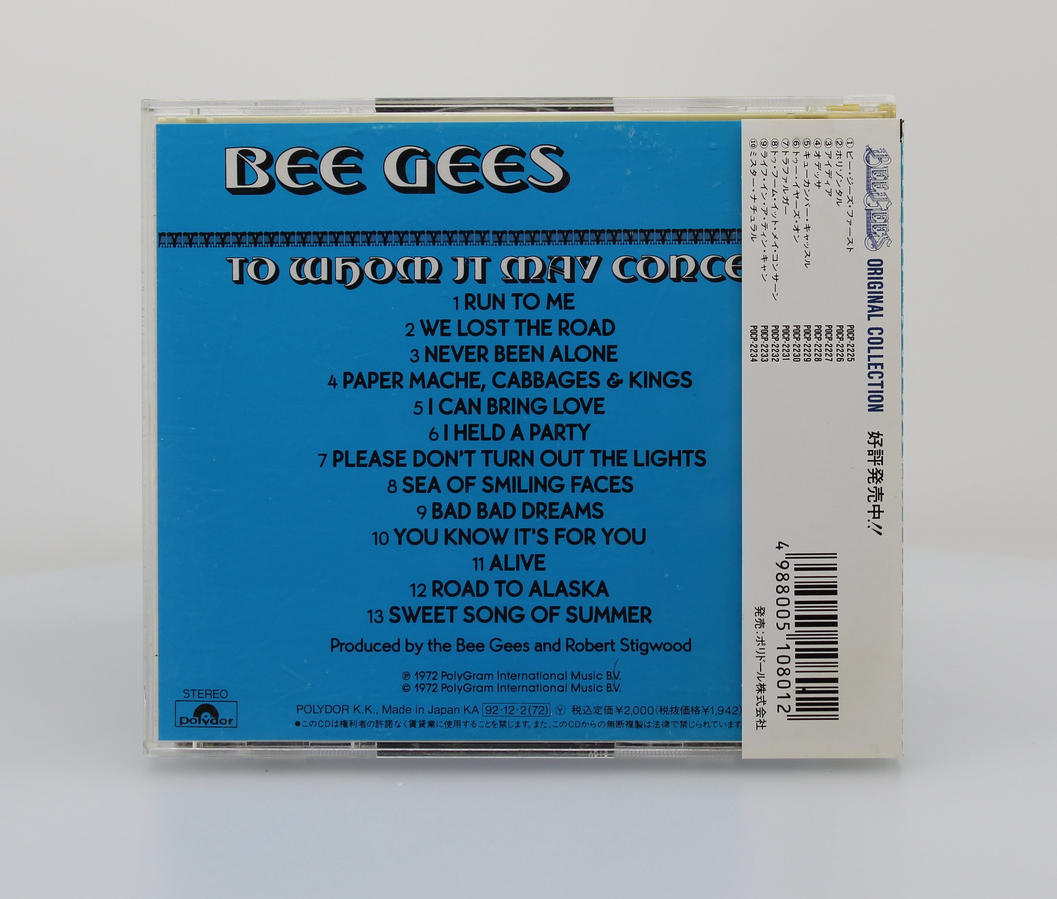 Bee Gees – To Whom It May Concern, CD, Album, Reissue, Japan 1992