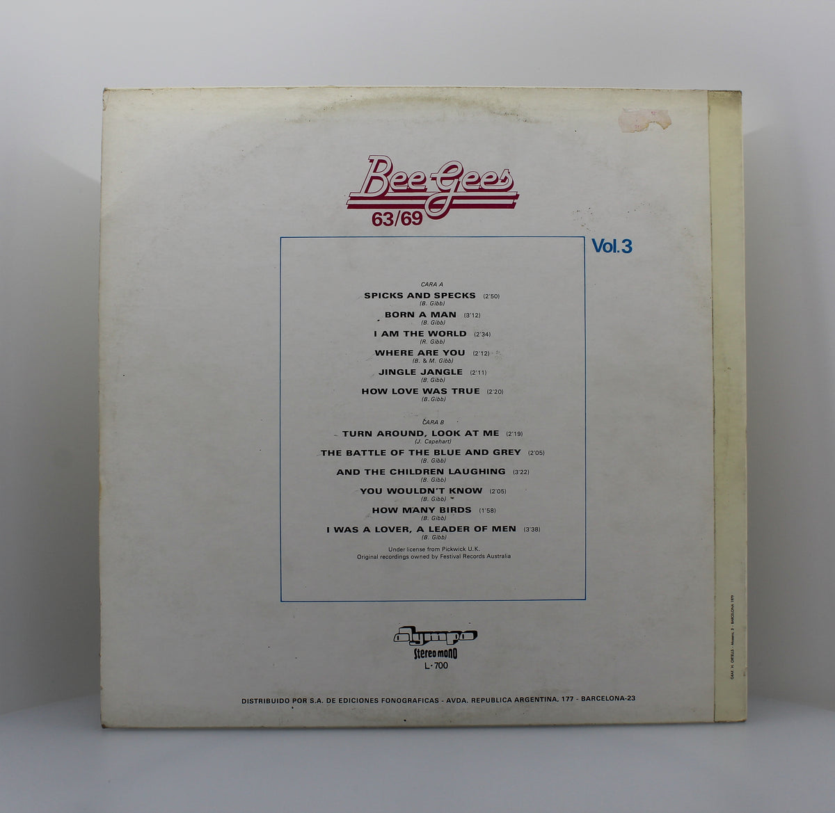 Bee Gees ‎– 63/69 (Vol.3), Vinyl, LP, Compilation, Spain 1979