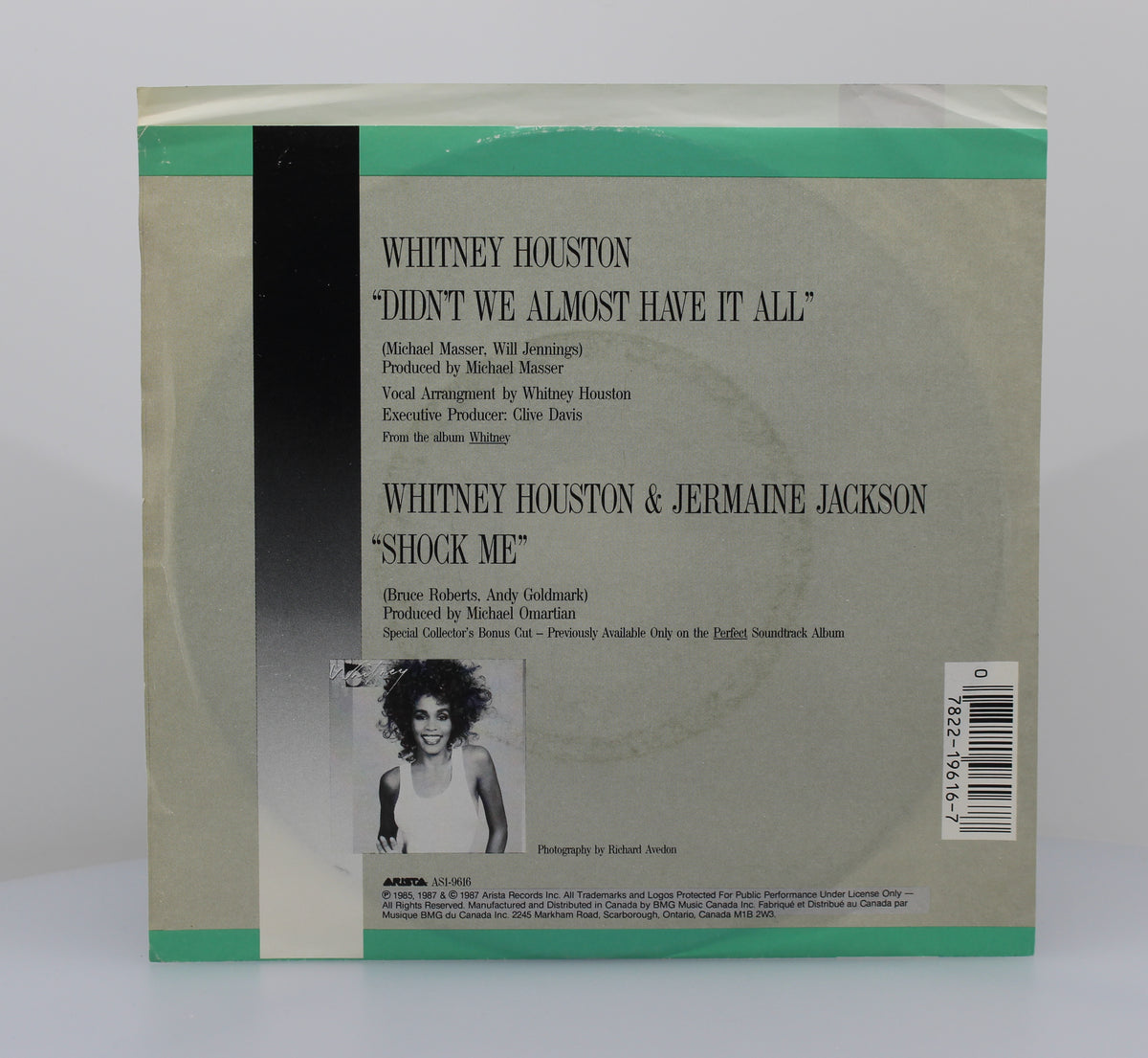 Whitney Houston – Didn&#39;t We Almost Have It All, Vinyl, 7&quot;, 45 RPM, Single, Promo, Canada 1987