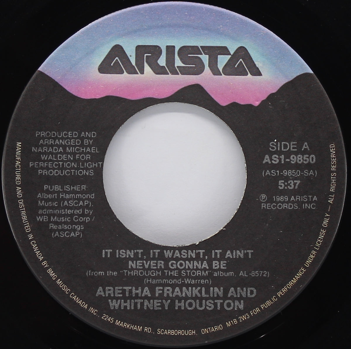Aretha Franklin &amp; Whitney Houston– It Isn&#39;t, It Wasn&#39;t, It Ain&#39;t Never Gonna Be, Vinyl, 7&quot;, 45 RPM, Single, US 1989
