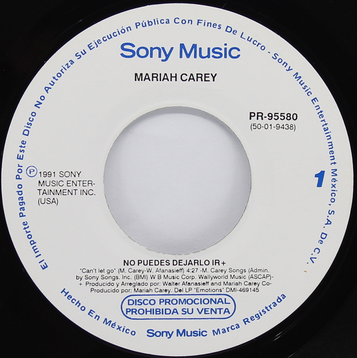 Mariah Carey - No Puedes Dejarlo Ir, Vinyl, 7&quot;, 45 RPM, Single, Promo, Mexico 1991