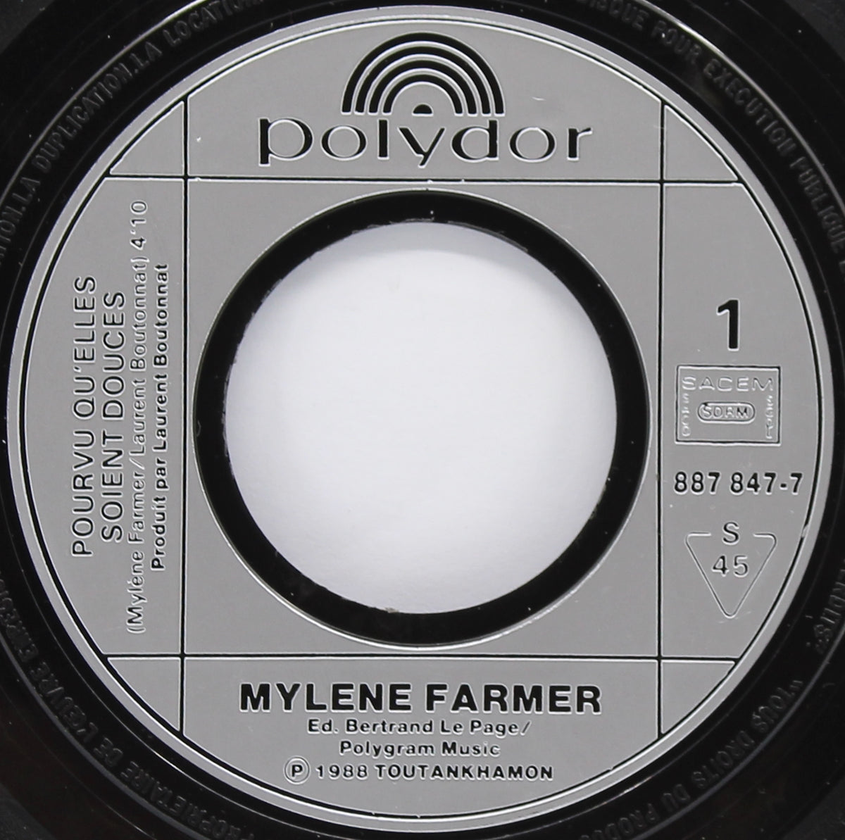 Mylene Farmer – Pourvu Qu&#39;elles Soient Douces, Vinyl, 7&quot;, 45 RPM, Single, France 1988