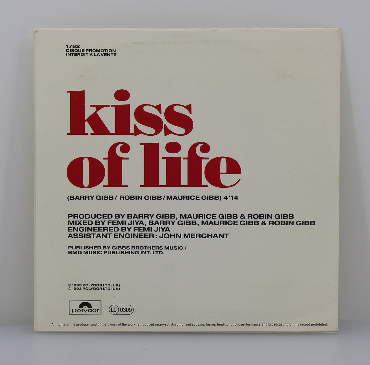 Bee Gees - Kiss Of Life, CD, Single, Promo, France 1993