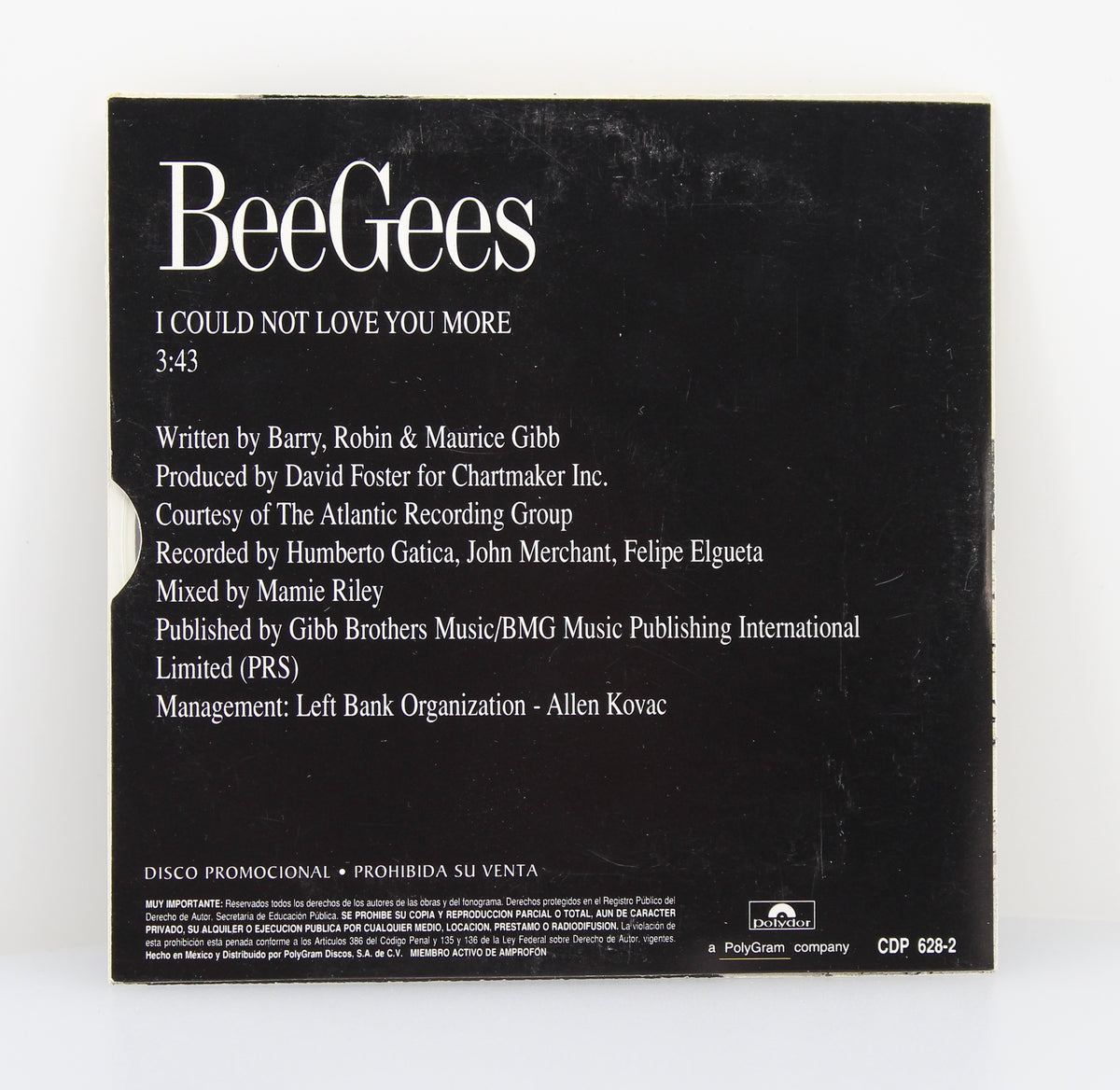 Bee Gees - I Could Not Love You More, CD Single Promo, Mexico