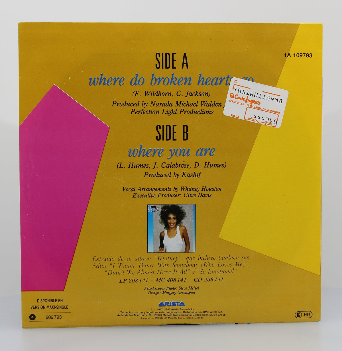 Whitney Houston ‎– Where Do Broken Hearts Go, Vinyl, 7&quot;, Single, 45rpm, Spain 1988