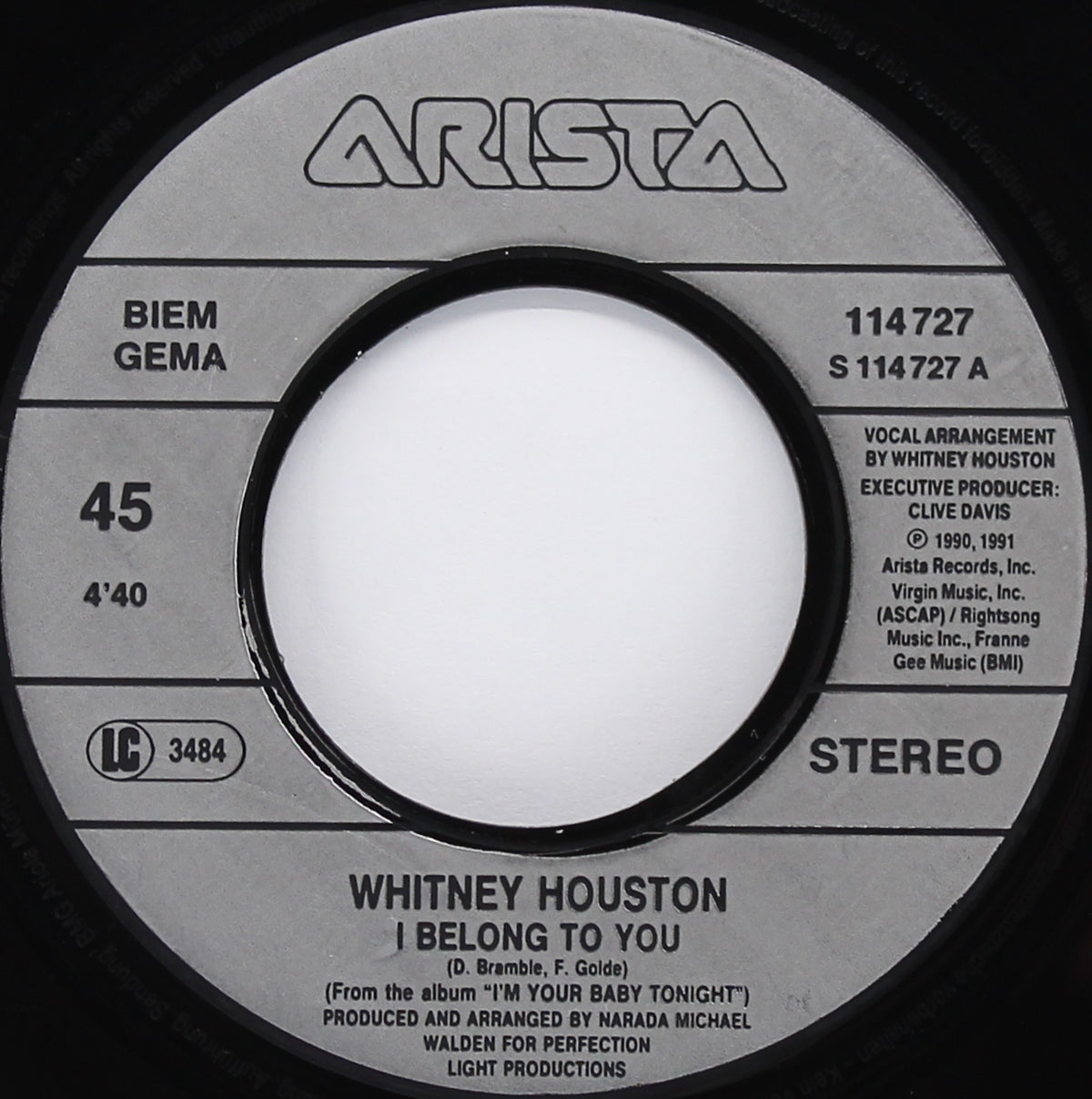 Whitney Houston – I Belong To You, Vinyl, 7&quot; Single 45rpm, Germany 1991