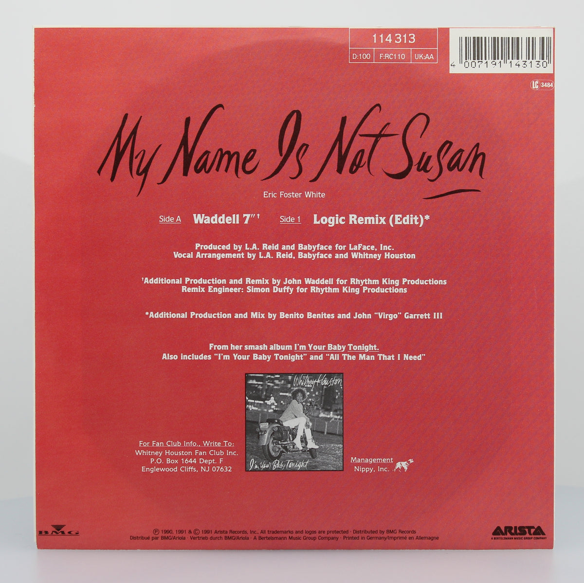 Whitney Houston ‎– My Name Is Not Susan, Vinyl, 7&quot;, Single 45rpm, Europe 1991