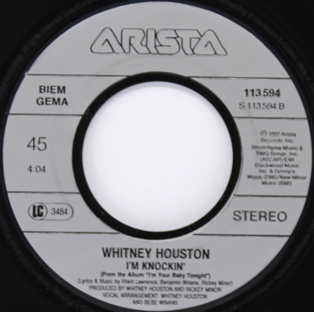 Whitney Houston – I&#39;m Your Baby Tonight, Vinyl, 7&quot;, 45 rpm, Single, Europe 1990