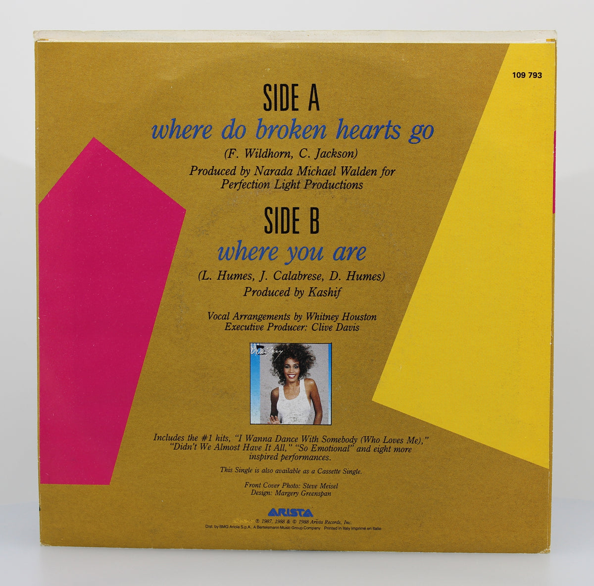 Whitney Houston ‎– Where Do Broken Hearts Go, Vinyl, 7&quot;, Single, 45 RPM, Italy 1988