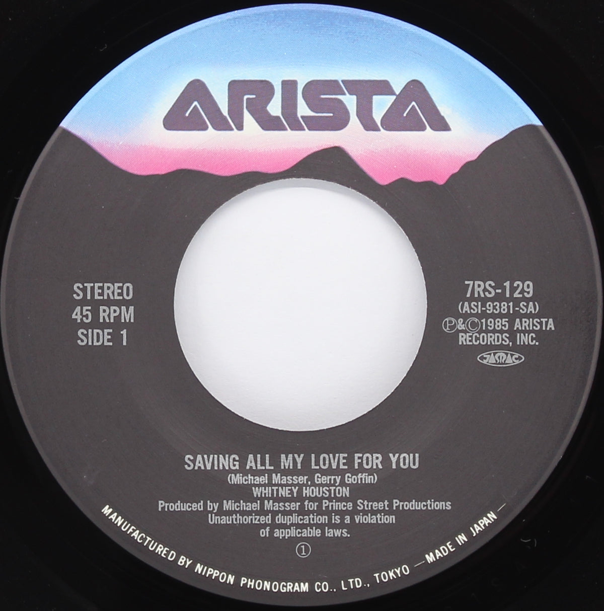 Whitney Houston ‎– Saving All My Love For You, Vinyl, 7&quot; Single 45rpm, Japan 1985