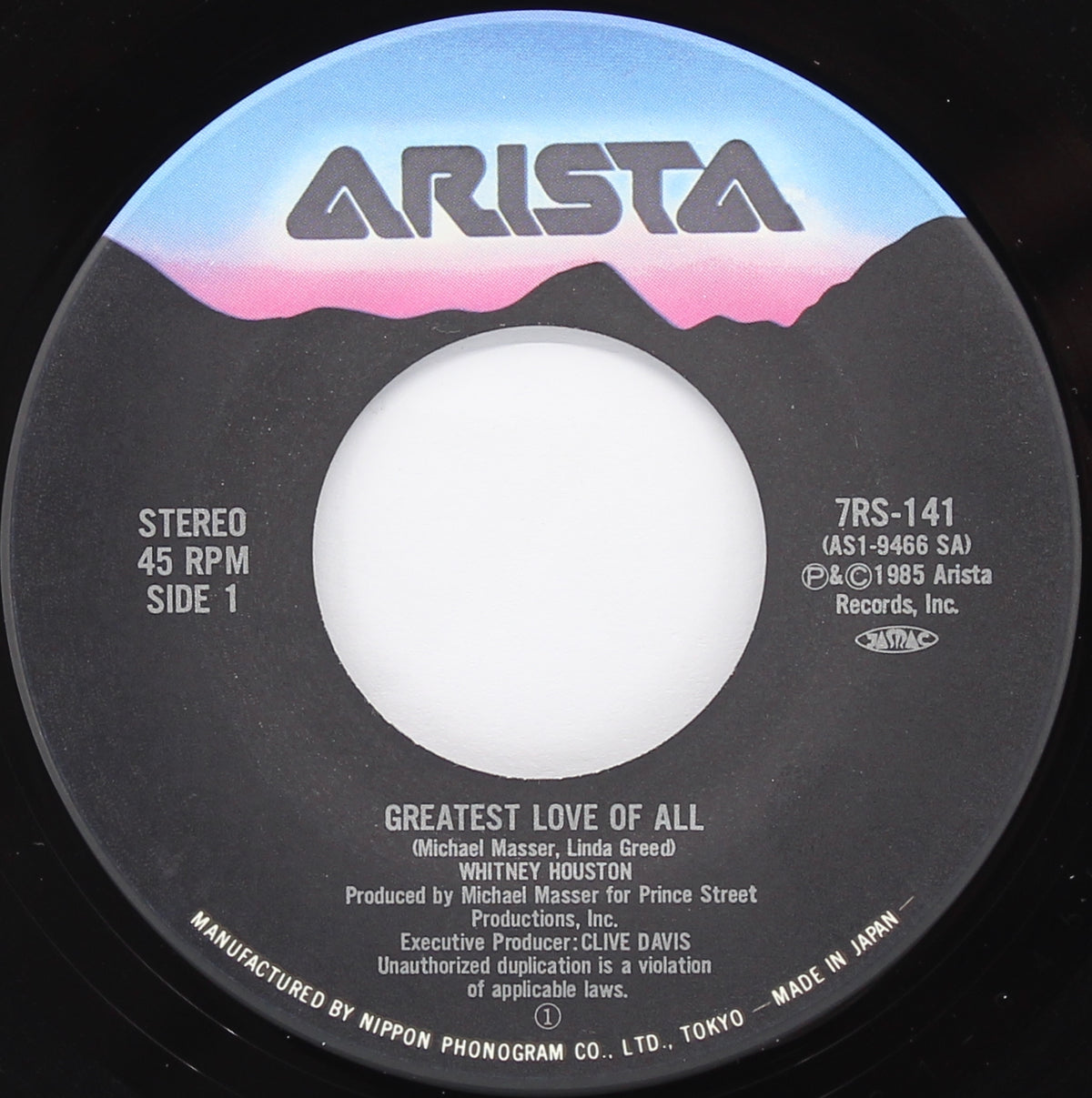 Whitney Houston ‎– Greatest Love Of All, Vinyl, 7&quot;, Single, Japan 1986