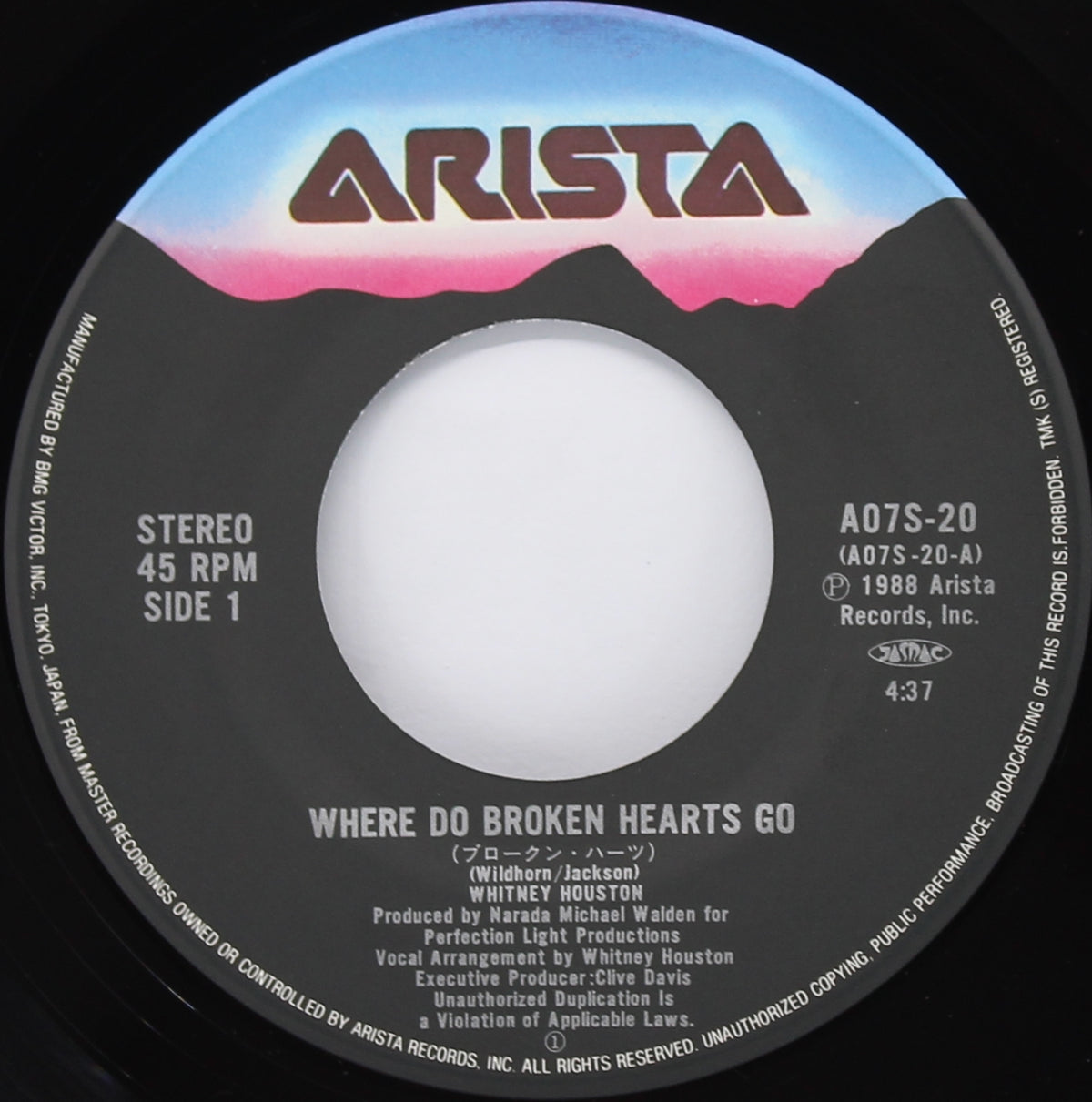Whitney Houston ‎– Where Do Broken Hearts Go, Vinyl, 7&quot;, 45 RPM, Single, Japan 1988