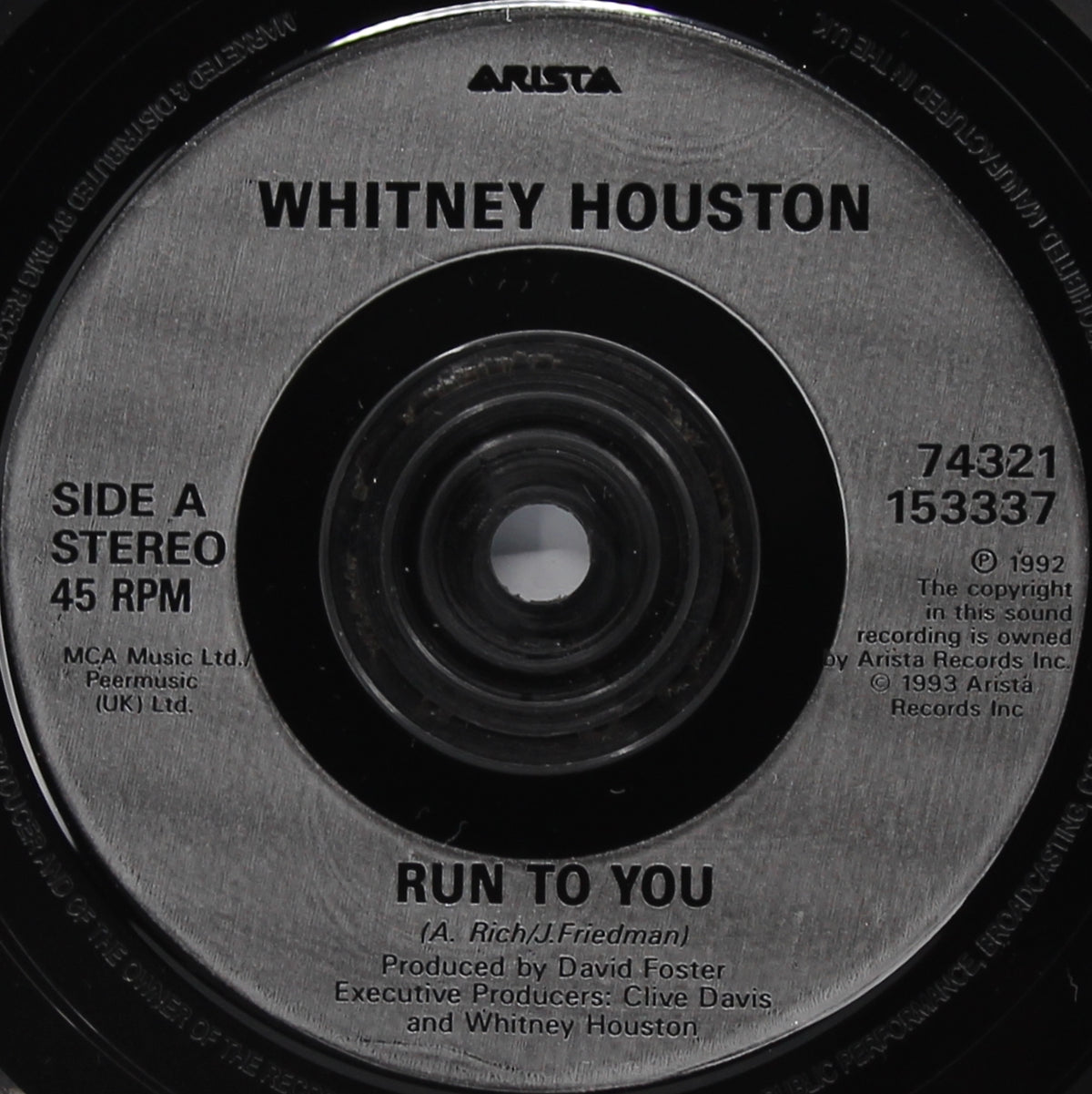 Whitney Houston ‎– Run To You, Vinyl, 7&quot;, Single, UK 1993