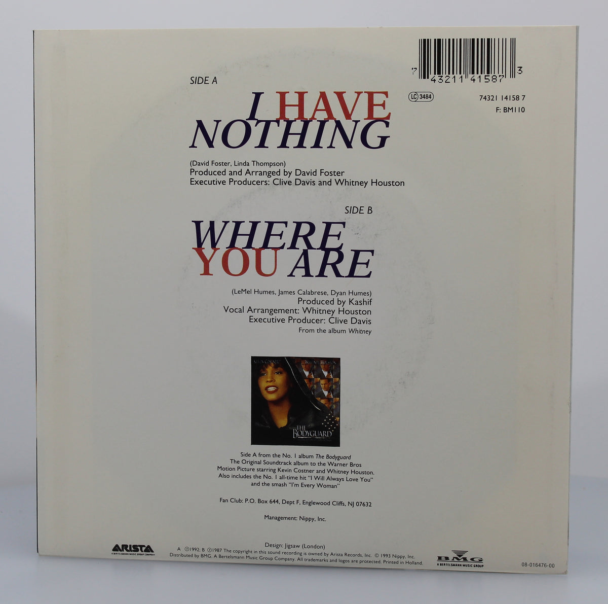 Whitney Houston ‎– I Have Nothing, Vinyl, 7&quot; Single 45rpm, Europe 1992