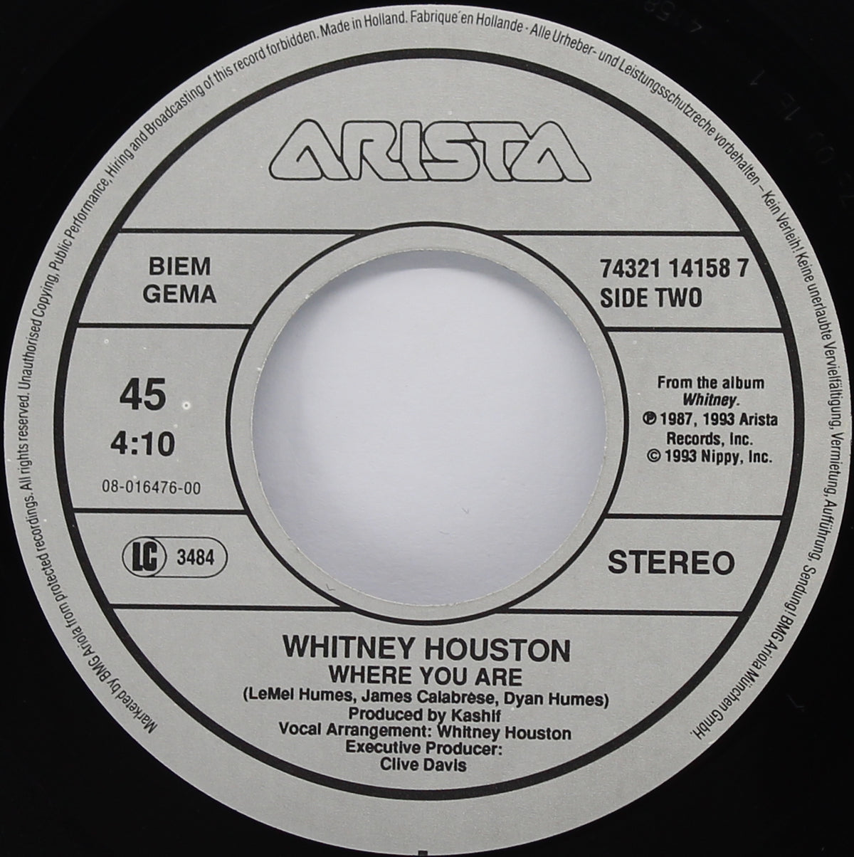 Whitney Houston ‎– I Have Nothing, Vinyl, 7&quot; Single 45rpm, Europe 1992