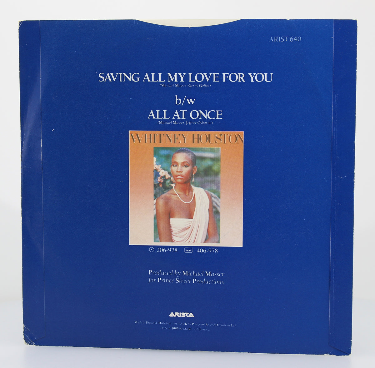 Whitney Houston ‎– Saving All My Love For You, Vinyl, 7&quot;, 45 RPM, Single, Blue Injection Labels, UK 1985