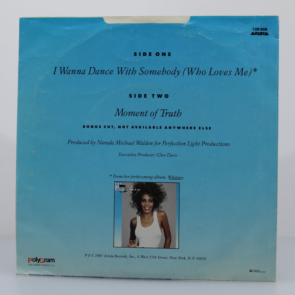 Whitney Houston ‎– I Wanna Dance With Somebody (Who Loves Me),  Vinyl, 7&quot;, 45 RPM, Single, Portugal 1987
