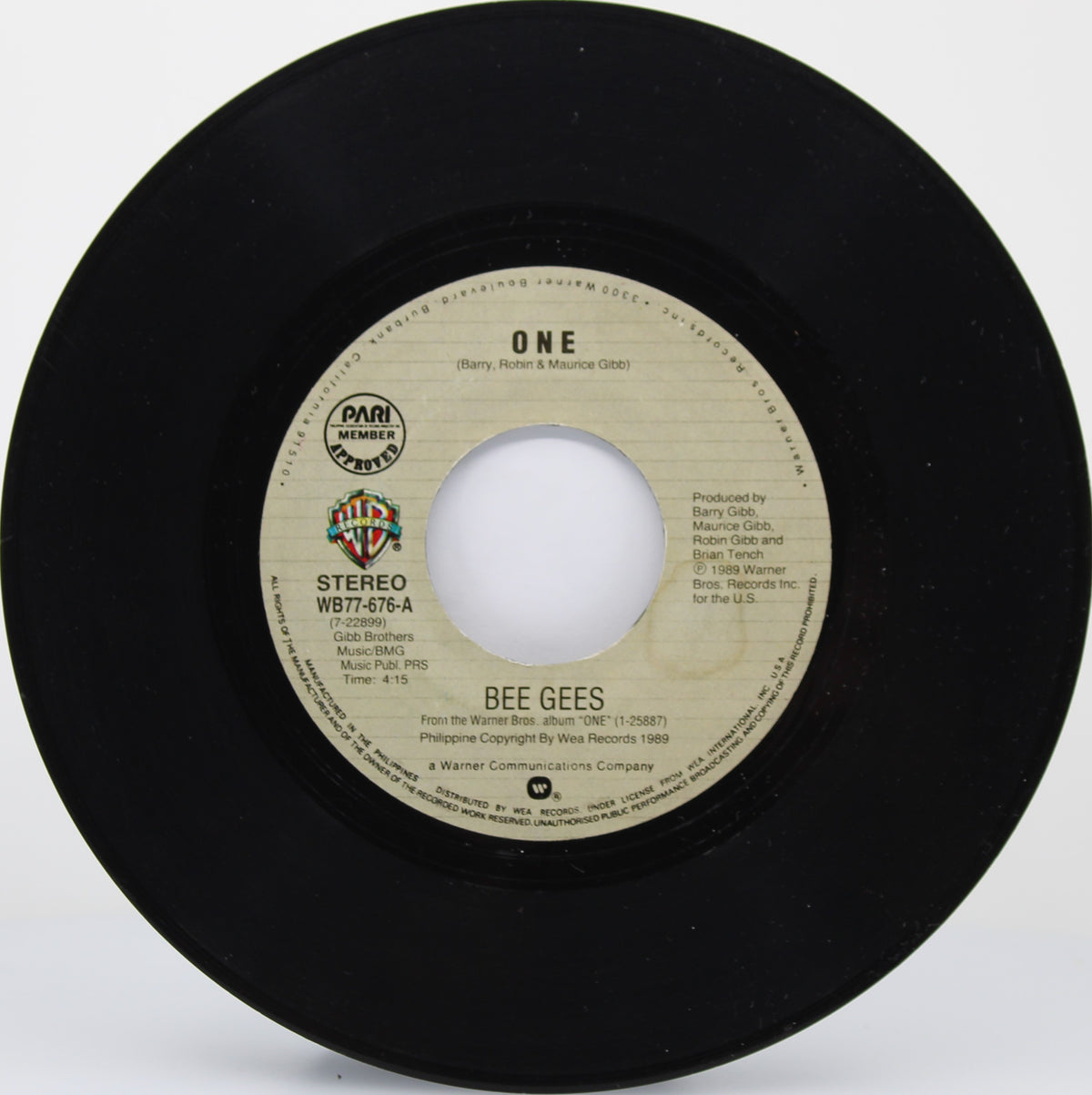 Bee Gees - One, Vinyl, 7&quot;, 45 RPM, Philippines 1989