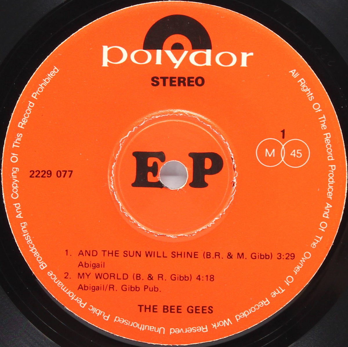 Bee Gees - The Sun Will Shine, Vinyl, 7&quot;, EP, 45 RPM, Mono