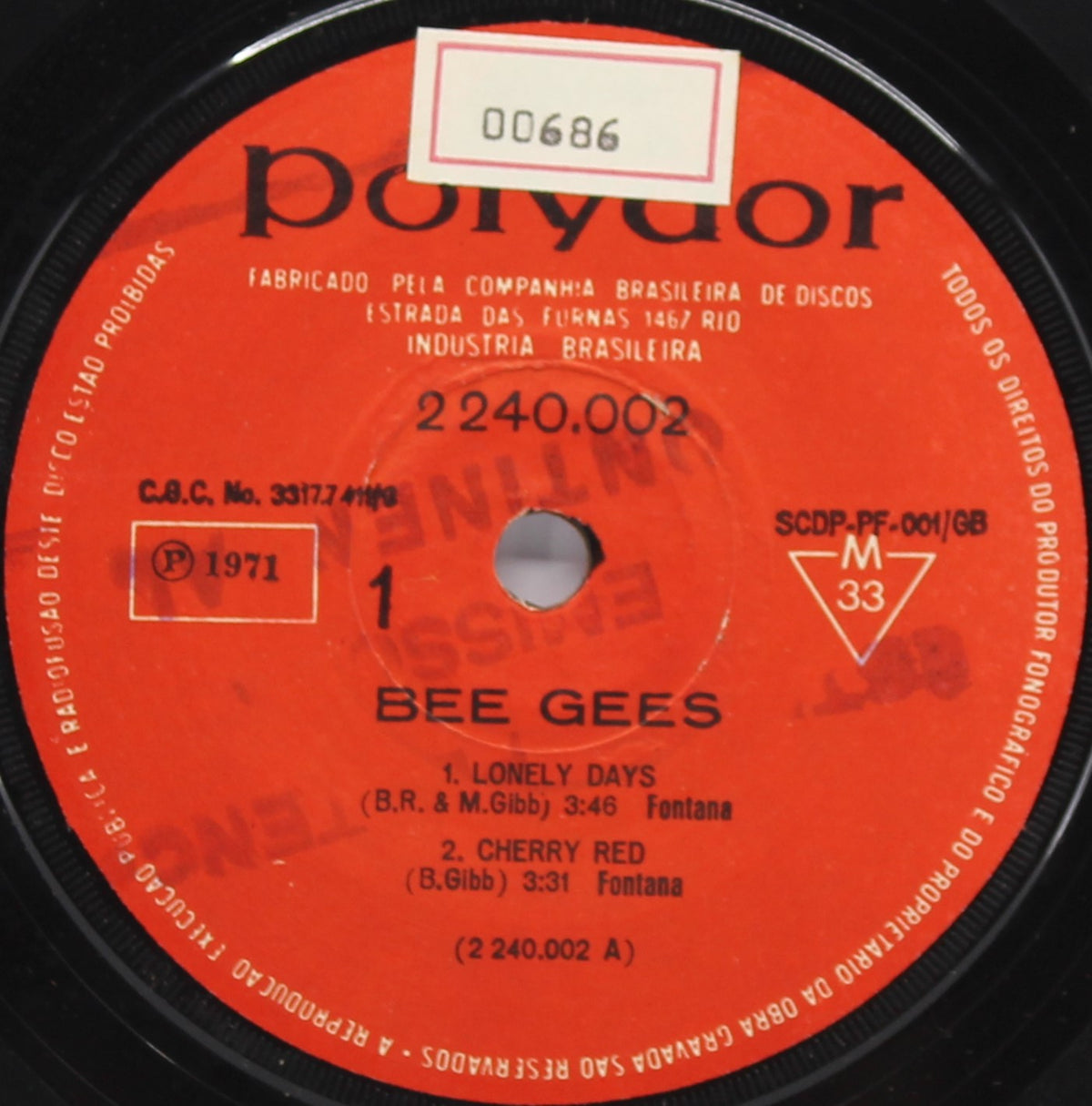 Bee Gees ‎– Lonely Days, Vinyl, 7&quot;, EP, 33 ⅓ RPM, Brazil 1971