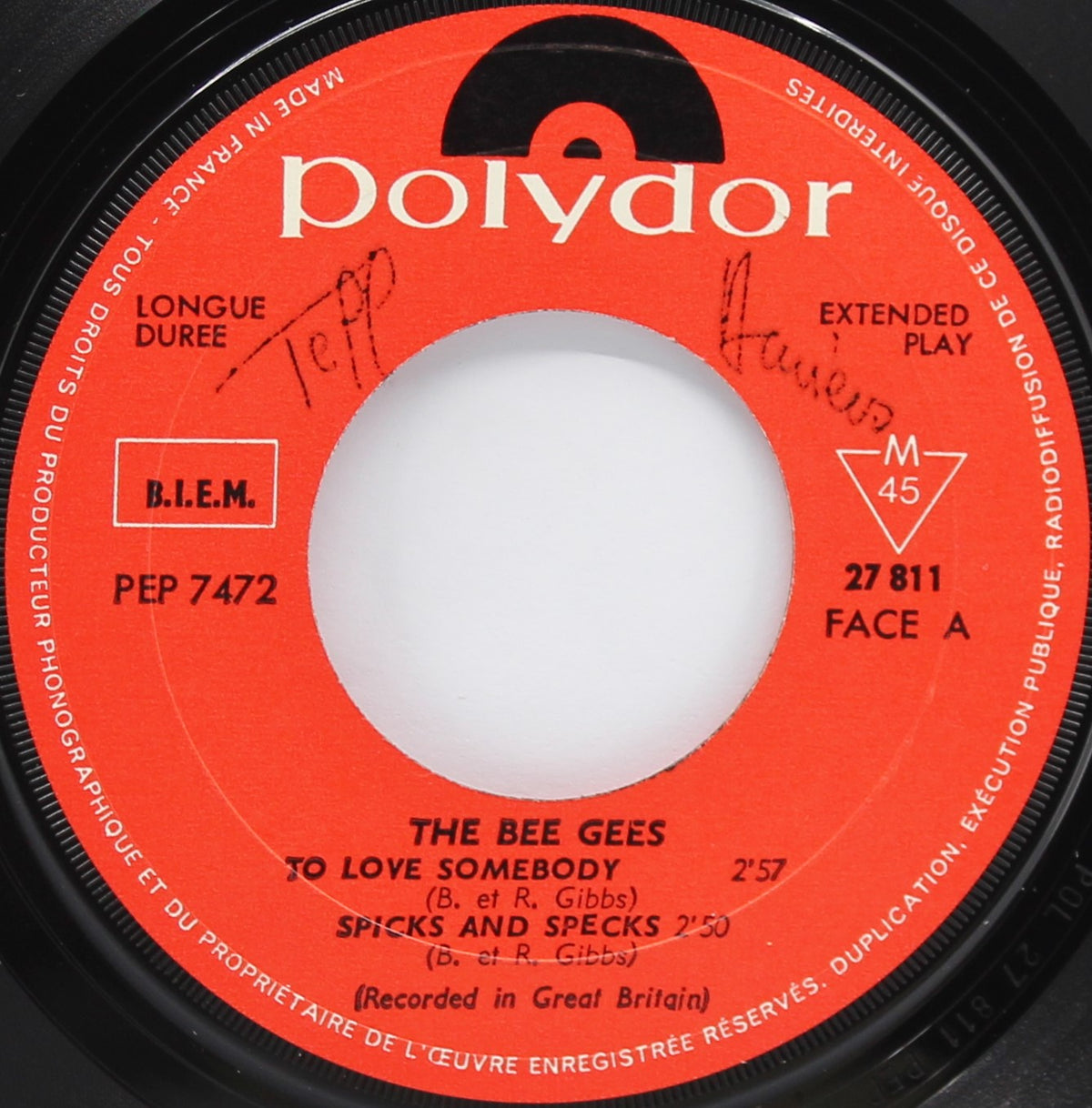 The Bee Gees ‎– To Love Somebody, Vinyl, 7&quot;, 45 RPM, EP, France 1967