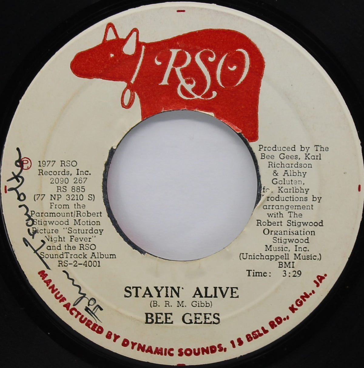 Bee Gees – Stayin&#39; Alive, Vinyl, 7&quot;, Single, 45 RPM, Jamaica 1977