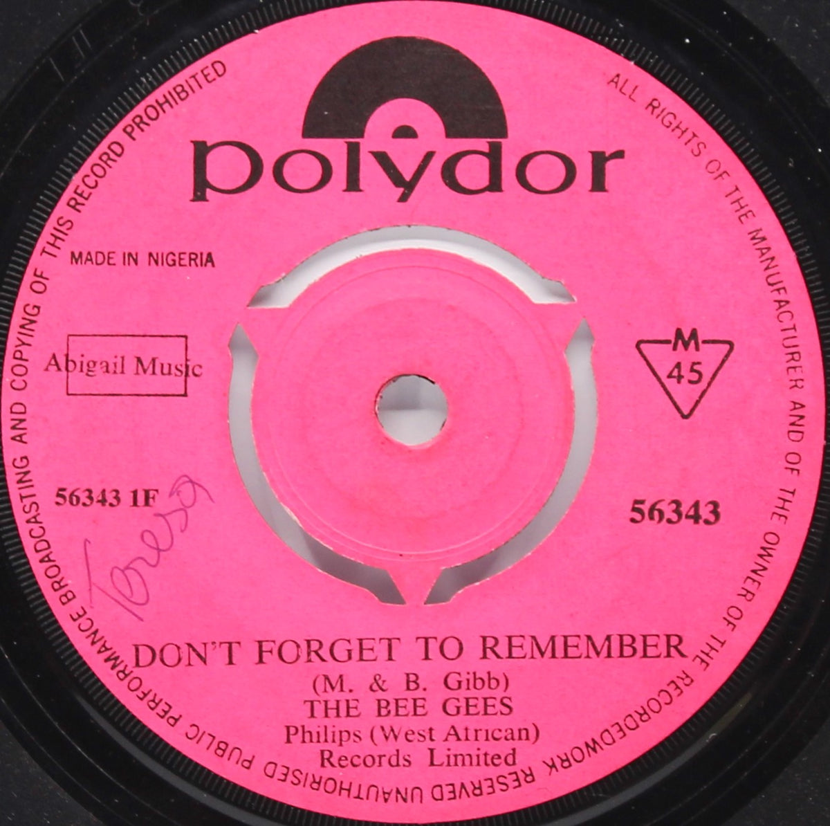 Bee Gees – Don&#39;t Forget To Remember, Vinyl, 7&quot;, 45 RPM, Single, Mono, Nigeria 1989