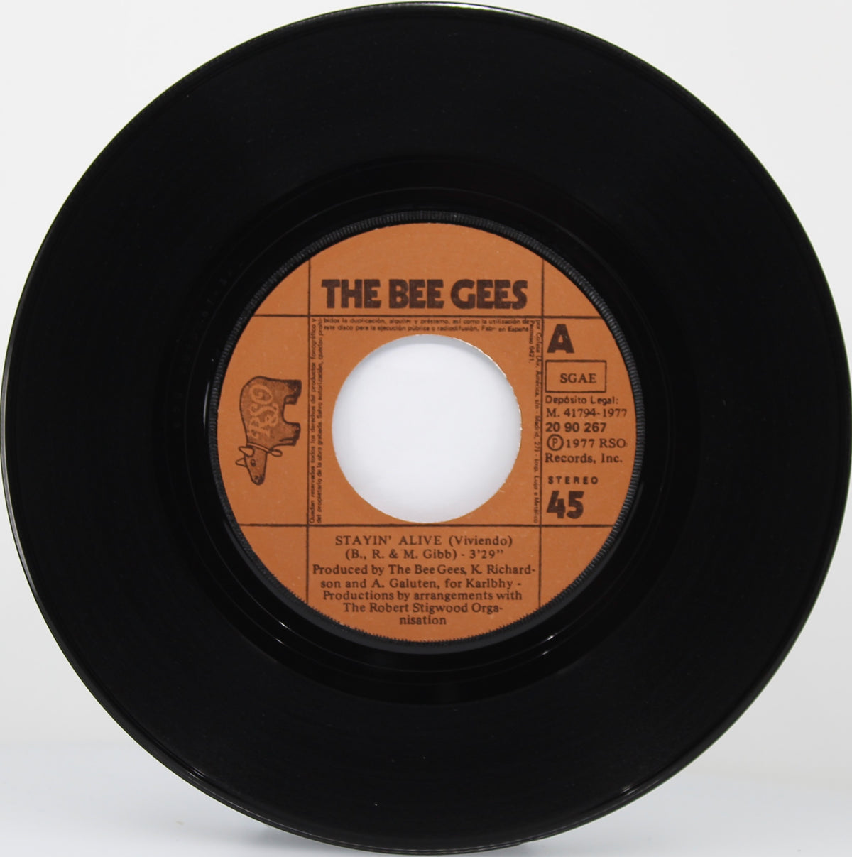 Bee Gees – Stayin&#39; Alive, Vinyl, 7&quot;, 45 RPM, Single, Stereo, Spain 1977