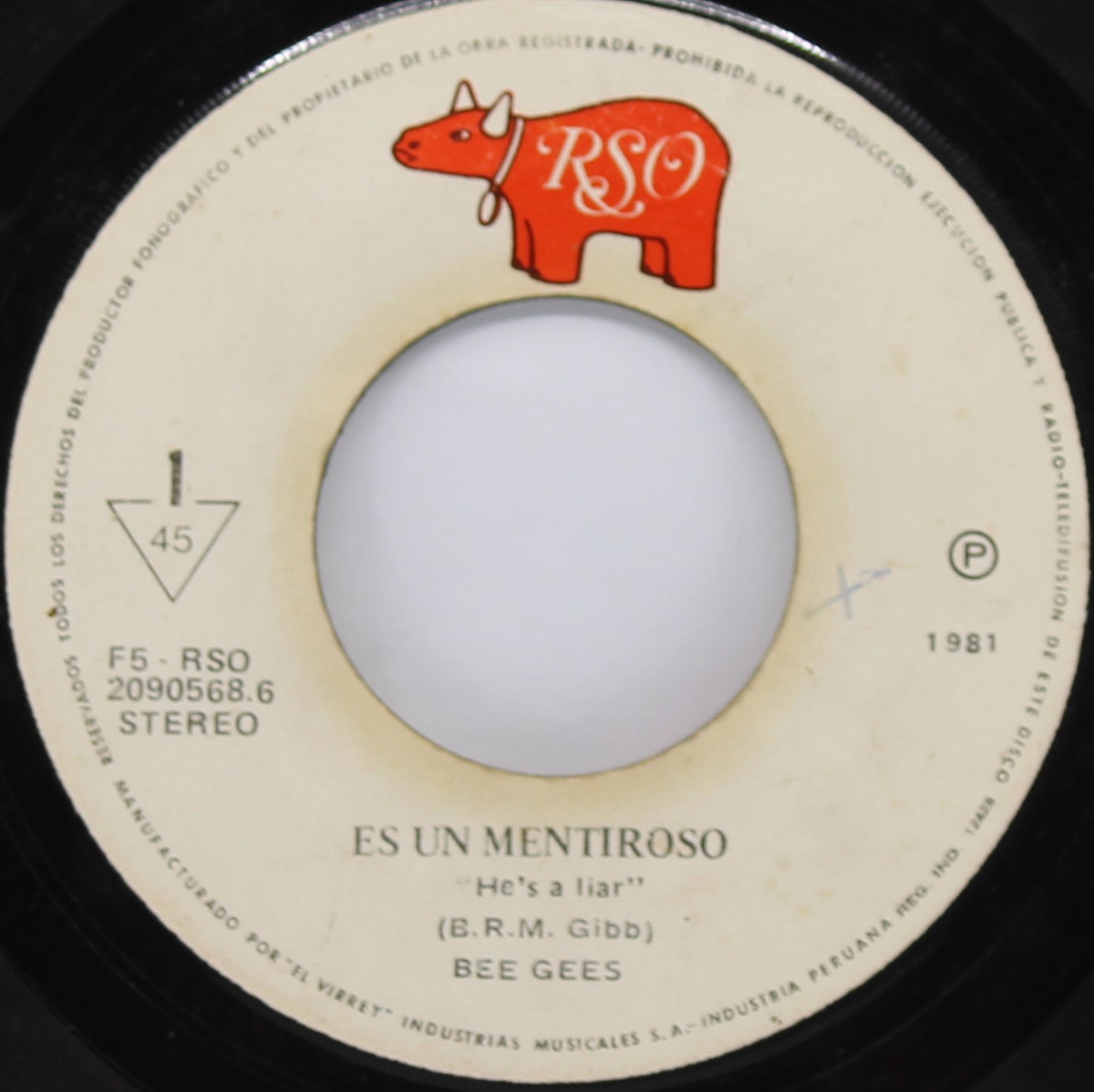 Bee Gees - He&#39;s A Liar, Vinyl, 7&quot;, 45 RPM, Single, Peru 1981