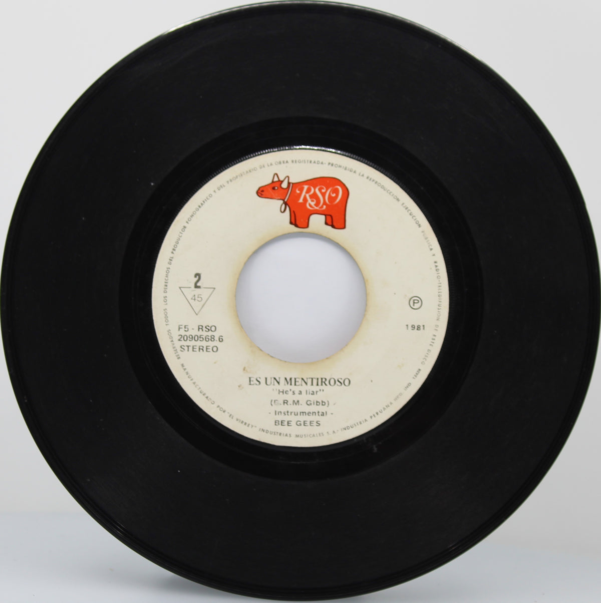Bee Gees - He&#39;s A Liar, Vinyl, 7&quot;, 45 RPM, Single, Peru 1981