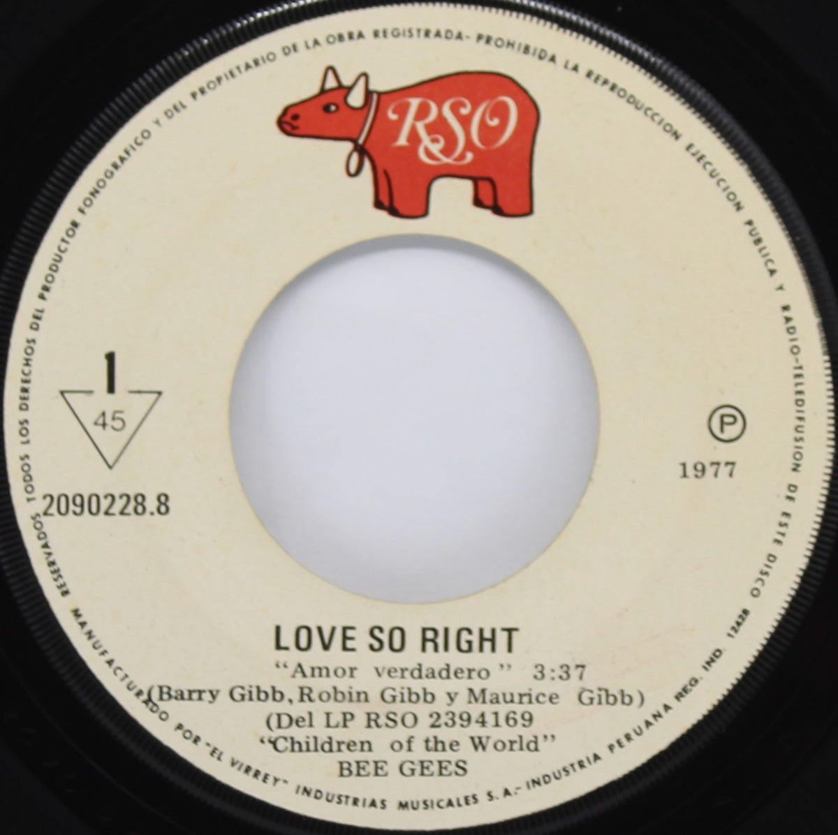 Bee Gees - Love So Right, Vinyl, 7&quot;, Single, 45 RPM, Peru 1977