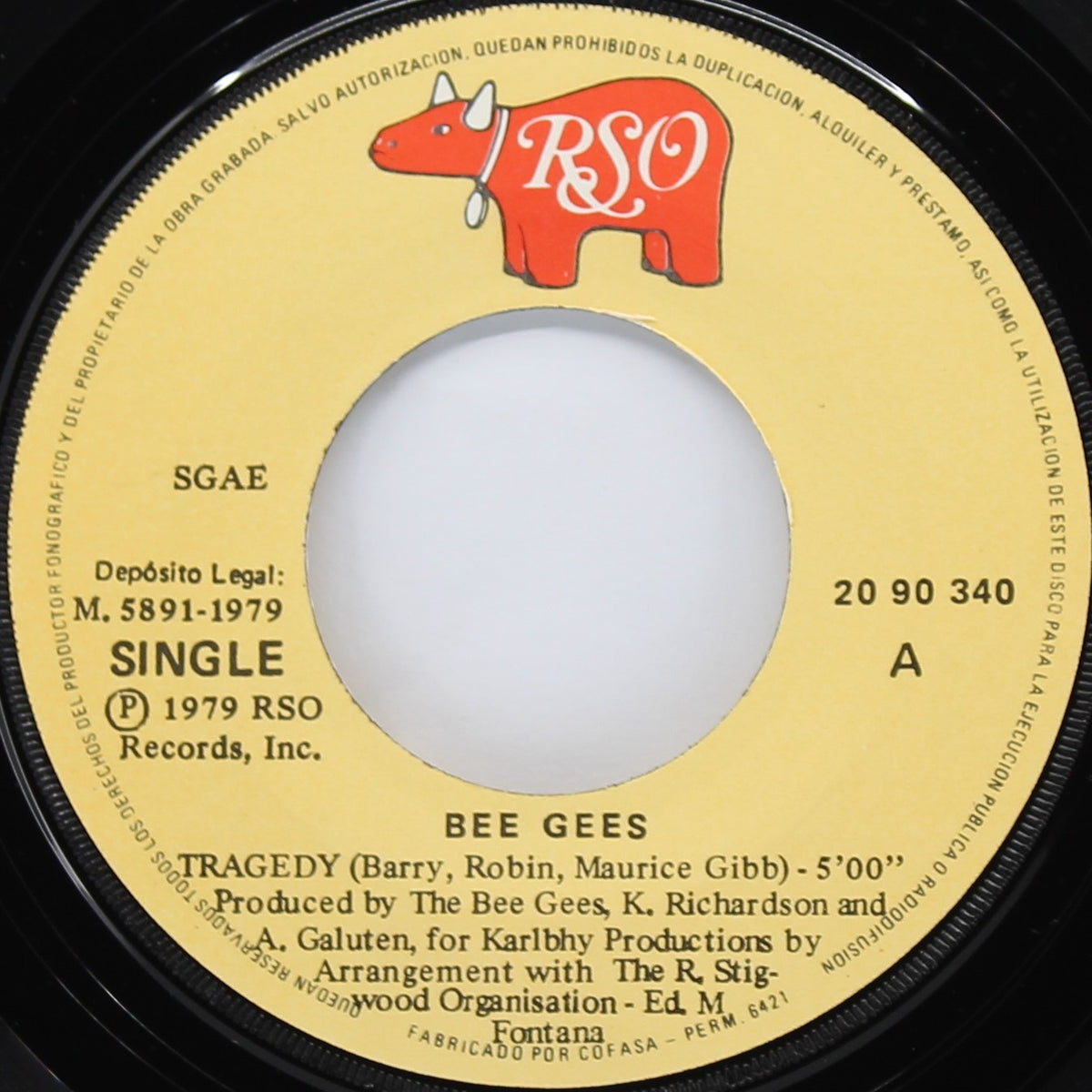 Bee Gees ‎– Tragedy, Vinyl, 7&quot;, 45 RPM, Single, Spain 1979