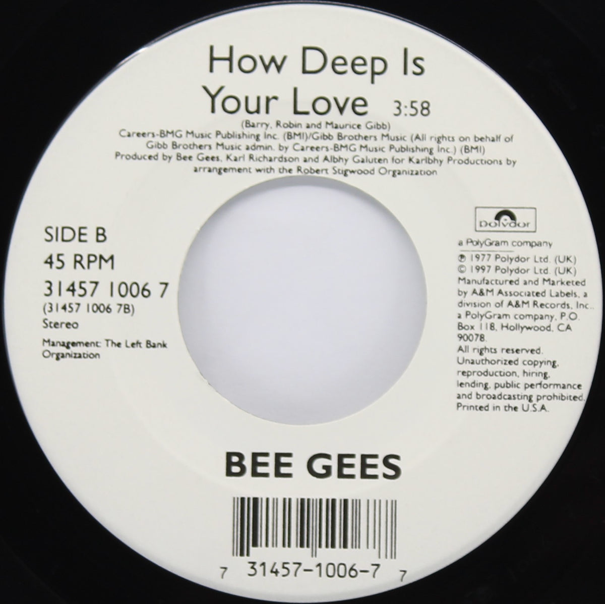 Bee Gees – Alone, Vinyl, 7&quot;, 45 RPM, Single, US 1997