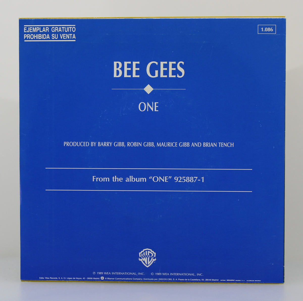 Bee Gees – One, Vinyl, 7&quot;, 45 RPM, Single, Promo, Stereo, Spain 1989